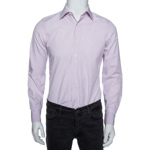 Valentino Lilac Striped Cotton Tailored Fit Shirt M - Valentino - Modalova