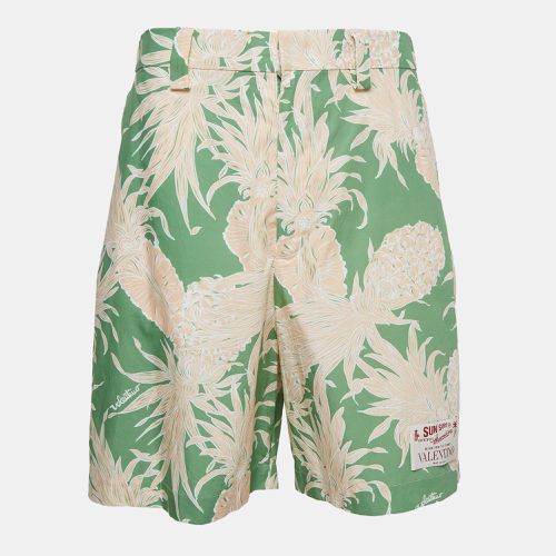 Valentino Green Pineapple Print Cotton Shorts S - Valentino - Modalova