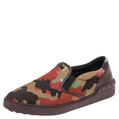 Valentino Multicolor Camouflage Print Canvas And Leather Rockstud Low Top Sneakers Size 40 - Valentino - Modalova