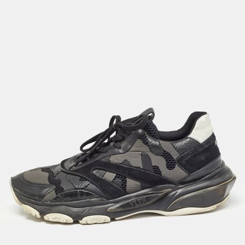 Valentino Black Leather and Mesh Camouflage Bounce Low Top Sneakers Size 44 - Valentino - Modalova