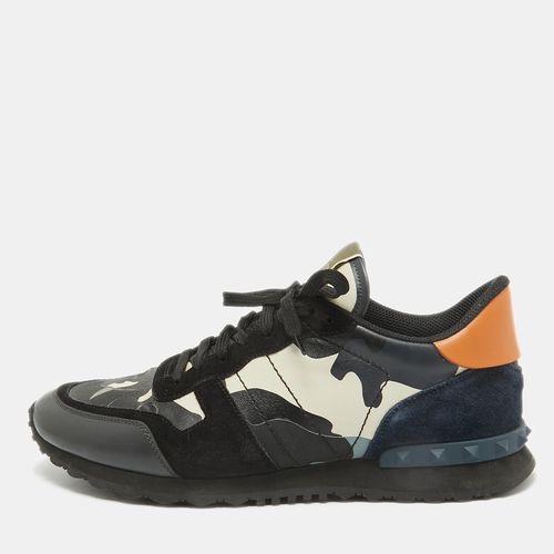 Valentino Black Canvas and Leather Rockrunner Low Top Sneakers Size 45 - Valentino - Modalova