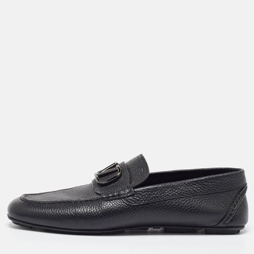 Valentino Black Leather Escape V logo Slip On Loafers Size 43 - Valentino - Modalova