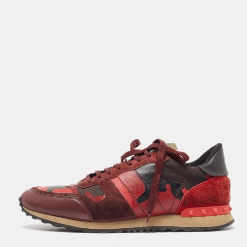 Valentino Red Camouflage Leather and Canvas Rockrunner Sneakers Size 45 - Valentino - Modalova