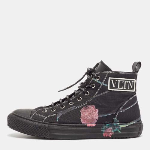 Valentino Black Floral Print Canvas VLTN High Top Sneakers Size 43 - Valentino - Modalova