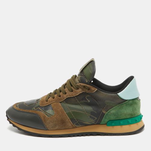 Valentino Multicolor Camouflage Leather and Canvas Rockrunner Sneakers Size 44 - Valentino - Modalova