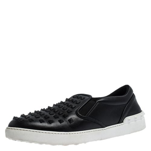 Valentino Black Studded Leather Slip On Sneakers Size 45 - Valentino - Modalova