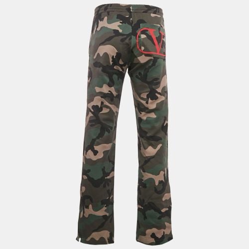 Valentino Green/Multicolor Camouflage Print Cotton Blend Knit Joggers S - Valentino - Modalova