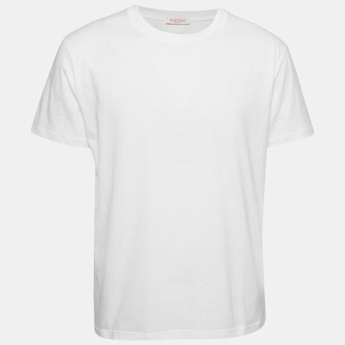 Valentino White Solid Cotton Jersey T-Shirt L - Valentino - Modalova