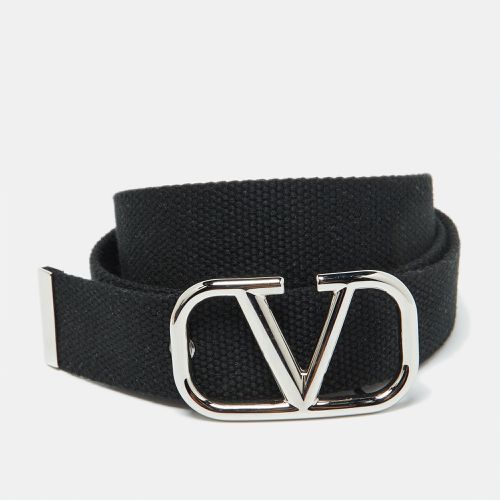 Valentino Black Canvas VLogo Belt 85CM - Valentino - Modalova