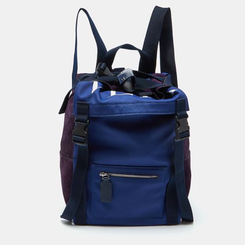 Valentino Navy Blue/Purple Nylon and Suede VLTN Backpack - Valentino - Modalova