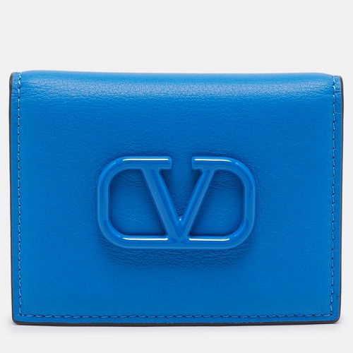 Valentino Blue Leather VLogo Signature Card Holder - Valentino - Modalova