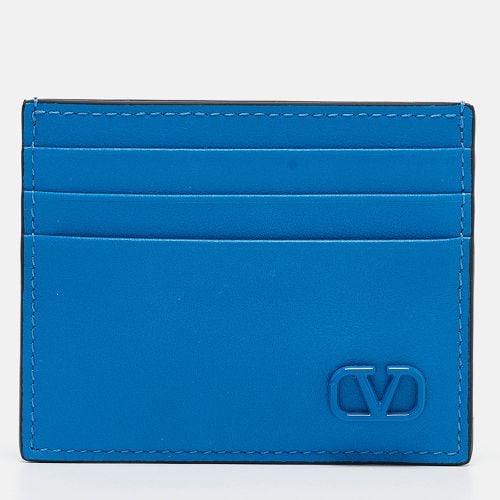 Valentino Blue Leather VLogo Card Holder - Valentino - Modalova