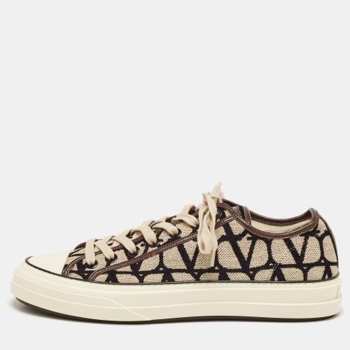 Valentino Brown/Beige Canvas and Leather Toile Iconographe Sneakers Size 44 - Valentino - Modalova