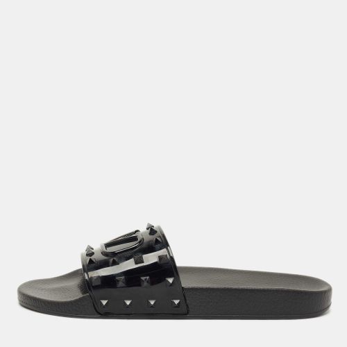 Valentino Black Rubber Rockstud Pool Slides Size 46 - Valentino - Modalova