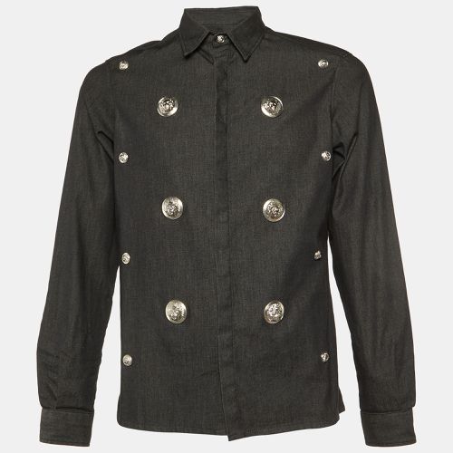 Versus Versace Black Cotton Logo Button Embellished Shirt M - Versus Versace - Modalova