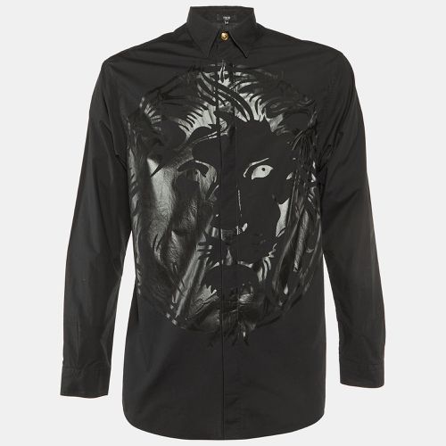 Versus Versace Black Tiger Print Cotton Button Front Shirt M - Versus Versace - Modalova