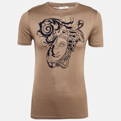 Versace Collection Brown Jersey Medusa Velvet Print T-Shirt S - Versace Collection - Modalova