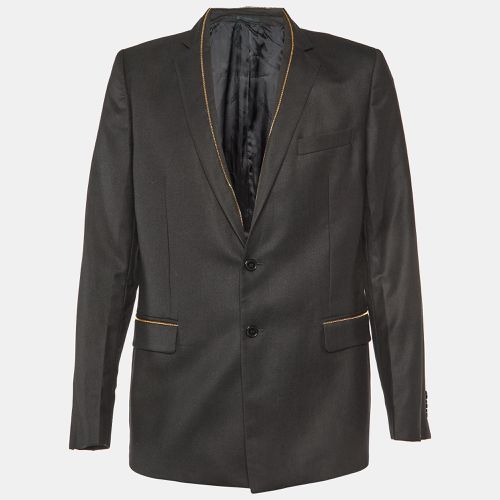 Versace Collection Black Wool Zip Detailed Blazer XL - Versace Collection - Modalova