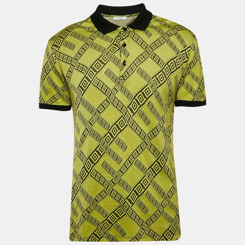 Versace Collection Yellow Jacquard Knit Polo T-Shirt XL - Versace Collection - Modalova