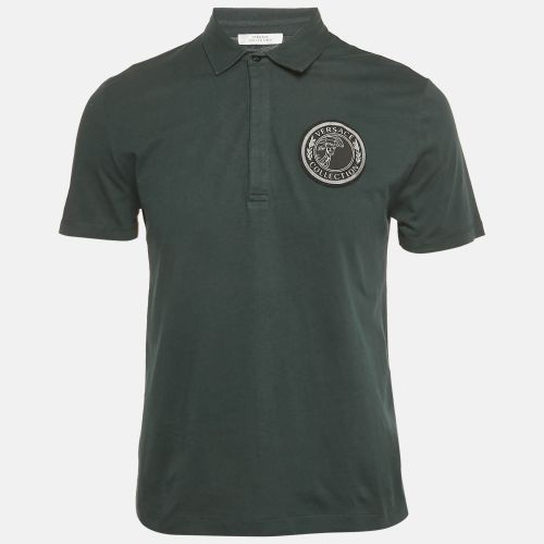 Versace Collection Green Logo Applique Detail Cotton Polo T-Shirt M - Versace Collection - Modalova