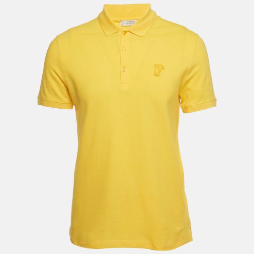 Versace Collection Yellow Medusa Applique Detail Cotton Polo T-Shirt M - Versace Collection - Modalova
