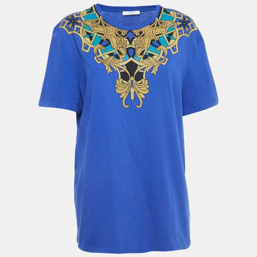 Versace Collection Blue Printed Cotton T-Shirt L - Versace Collection - Modalova