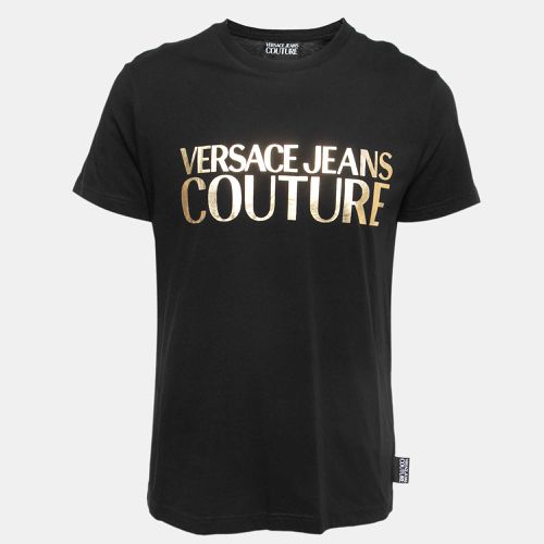 Versace Jeans Couture Black Logo Print Cotton Half Sleeve T-Shirt XL - Versace Jeans Couture - Modalova