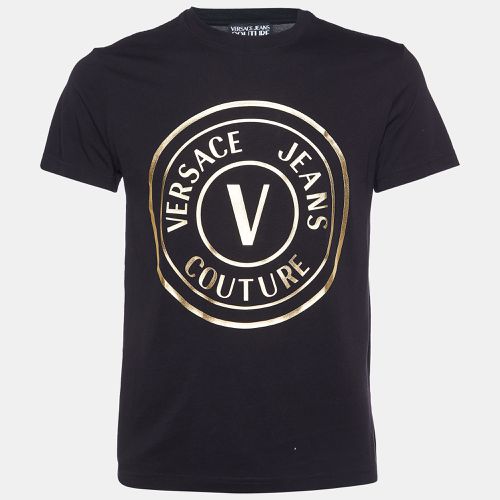 Versace Jeans Couture Black Logo Print Cotton Crew Neck T-Shirt M - Versace Jeans Couture - Modalova