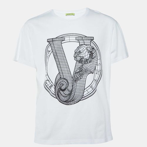 Versace Jeans White Logo Rubber Print Cotton T-Shirt XXXL - Versace Jeans - Modalova