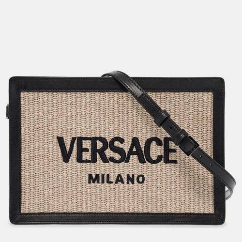 Versace Natural Black Ruthenium Raffia Pouch - Versace - Modalova