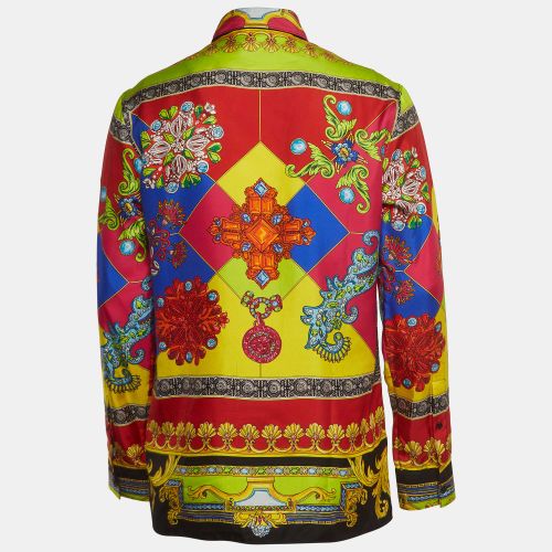 Baroque Print Silk Button Down Shirt M - Versace - Modalova