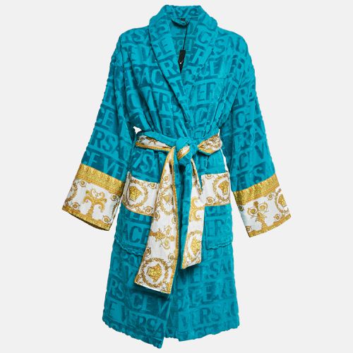 Versace Home Blue Monogram Medusa Amplified Terry Bathrobe S - Versace - Modalova