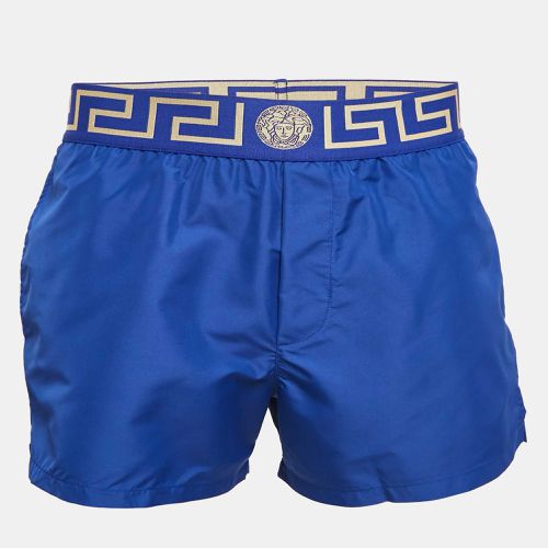 Versace Blue Greca Border Synthetic Swim Shorts M - Versace - Modalova