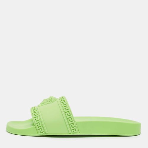 Versace Neon Green Rubber Palazzo Pool Slides Size 46 - Versace - Modalova