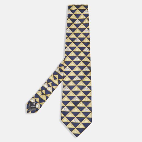 Versace Vintage Yellow/Blue Triangle Medusa Pattern Silk Tie - Versace - Modalova