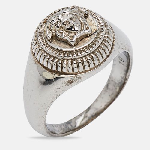 Versace Medusa Biggie Silver Tone Ring Size 59 - Versace - Modalova