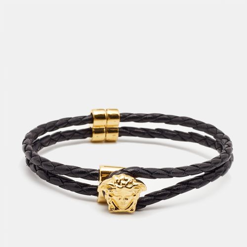 Versace Medusa Leather Gold Tone Bracelet - Versace - Modalova