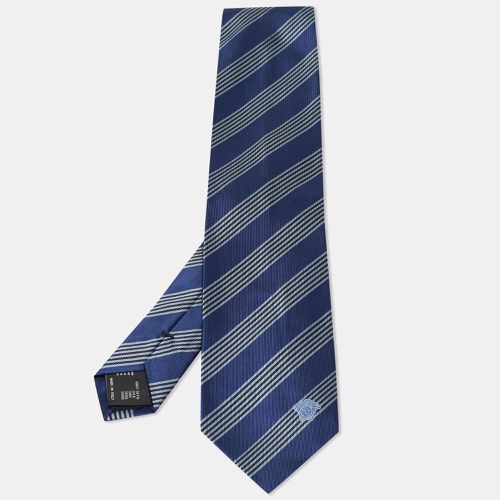 Diagonal Striped Silk Tie - Versace - Modalova