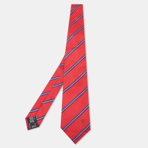 Versace Red/Blue Diagonal Striped Silk Tie - Versace - Modalova