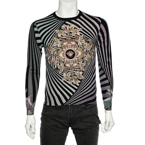 Versace Multicolor Printed Wool & Silk Knit Sweater M - Versace - Modalova