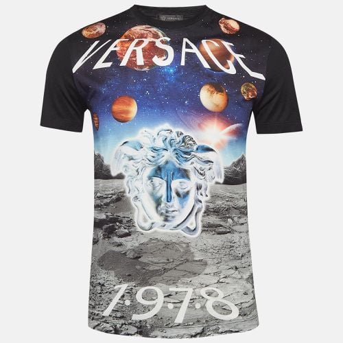 Versace Black Universe Medusa Printed Cotton Knit T-Shirt XS - Versace - Modalova