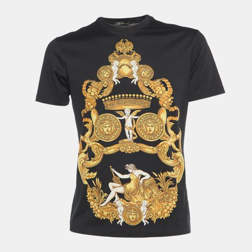 Versace Black Baroque Print Cotton Crew Neck T-Shirt M - Versace - Modalova