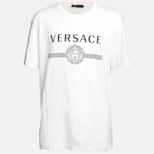 Cotton Logo Print Crew Neck T-Shirt 2XL - Versace - Modalova