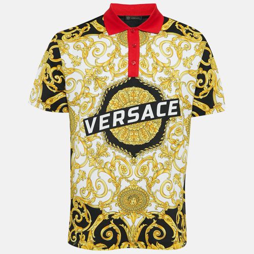 Baroque Print Cotton Pique Polo T-Shirt L - Versace - Modalova