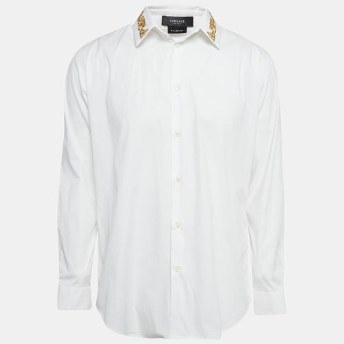 Baroque Embroidered Collar Shirt L - Versace - Modalova