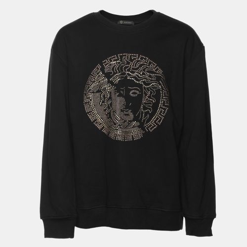 Cotton Knit Medusa Embellished Sweatshirt XXL - Versace - Modalova