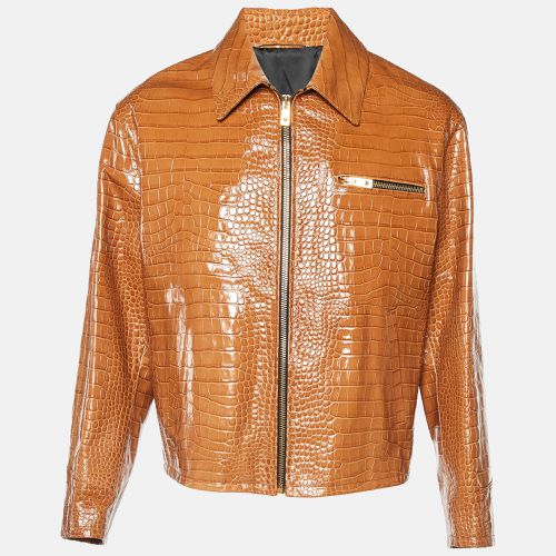 Crocodile Embossed Leather Jacket M - Versace - Modalova