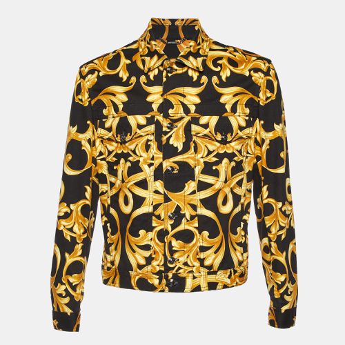 Versace Black Baroque Print Denim Jacket L - Versace - Modalova