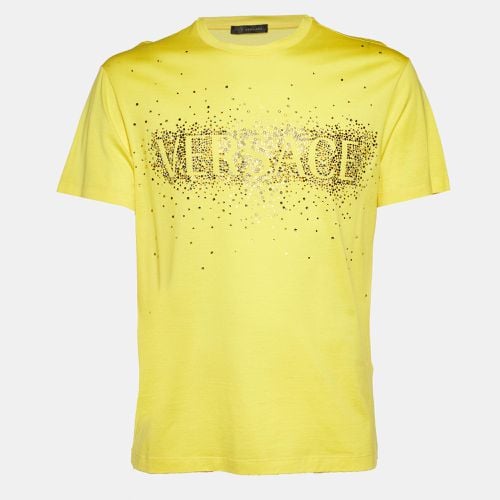 Versace Yellow Logo Studded Cotton T-Shirt L - Versace - Modalova