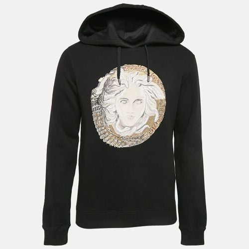 Medusa Embroidered Cotton Knit Hoodie S - Versace - Modalova